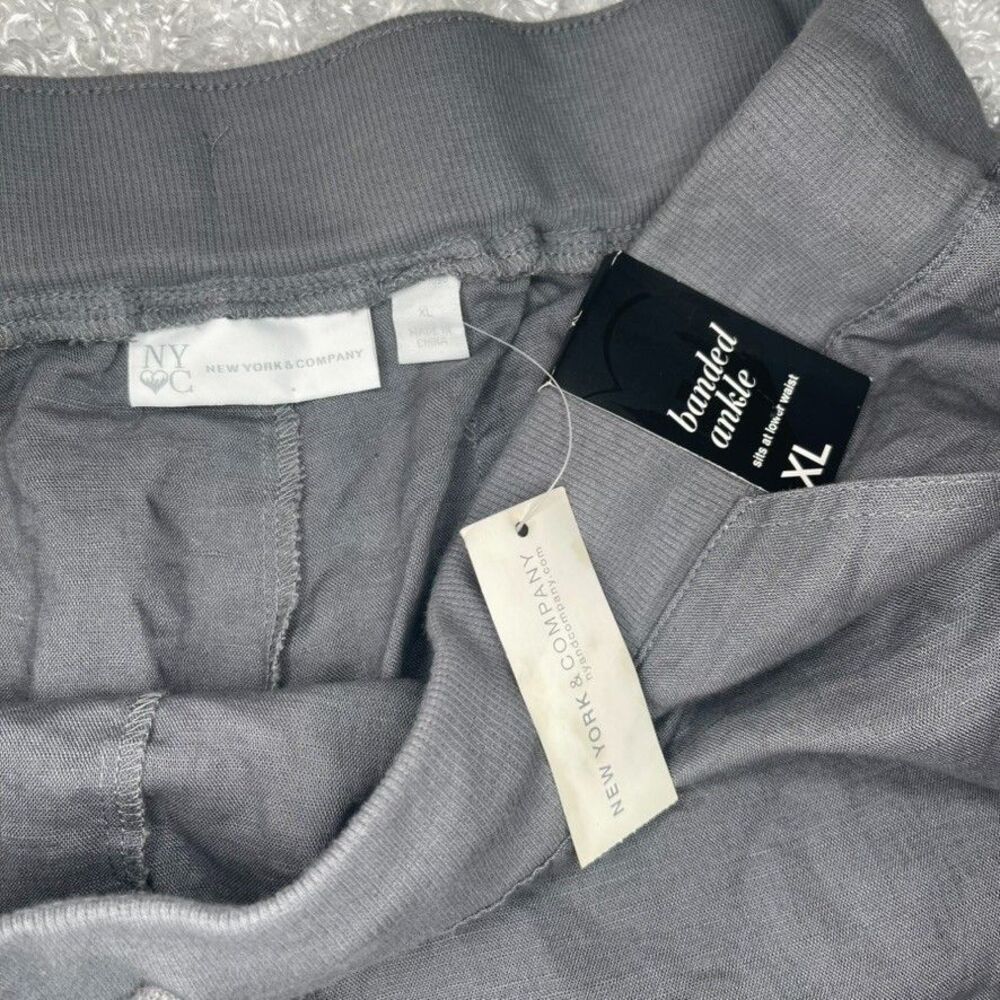 NWT NY & Co Womens Gray Linen Blend Jogger Pant Sz XL Beachy Casual Leisure - Picture 4 of 11